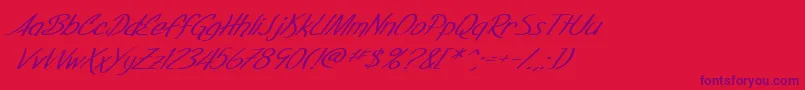 SF Foxboro Script Extended Italic Font – Purple Fonts on Red Background