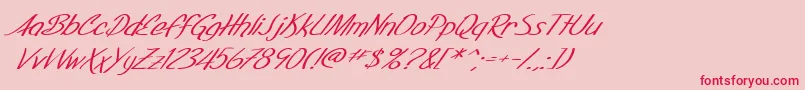SF Foxboro Script Extended Italic Font – Red Fonts on Pink Background