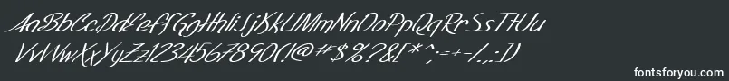 Fonte SF Foxboro Script Extended Italic – fontes brancas em um fundo preto