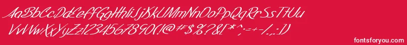 Czcionka SF Foxboro Script Extended Italic – białe czcionki na czerwonym tle