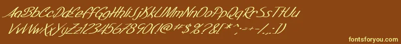 SF Foxboro Script Extended Italic Font – Yellow Fonts on Brown Background