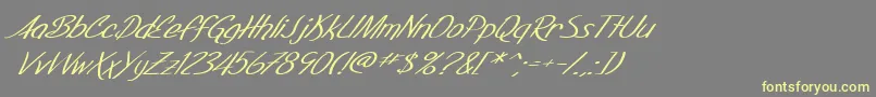 SF Foxboro Script Extended Italic-fontti – keltaiset fontit harmaalla taustalla
