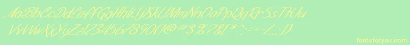 Police SF Foxboro Script Extended Italic – polices jaunes sur fond vert