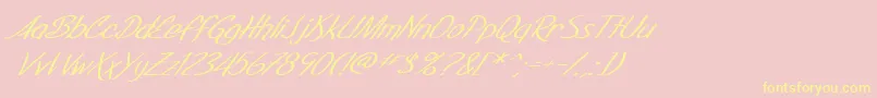 フォントSF Foxboro Script Extended Italic – 黄色のフォント、ピンクの背景