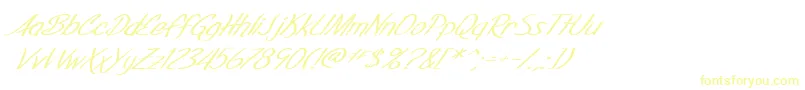 SF Foxboro Script Extended Italic Font – Yellow Fonts on White Background