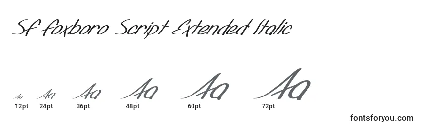 Größen der Schriftart SF Foxboro Script Extended Italic