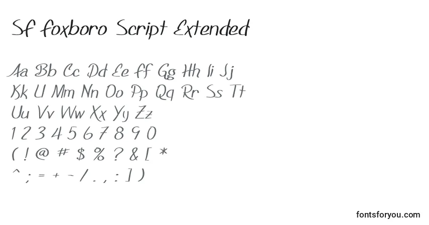 A fonte SF Foxboro Script Extended – alfabeto, números, caracteres especiais