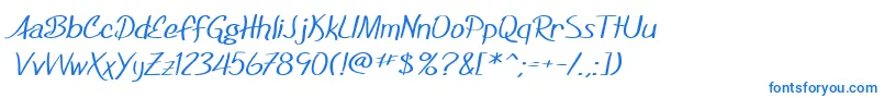 フォントSF Foxboro Script Extended – 白い背景に青い文字