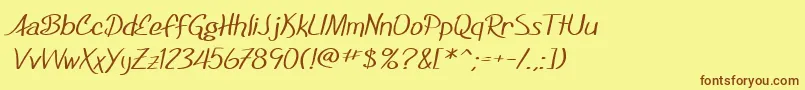 Fonte SF Foxboro Script Extended – fontes marrons em um fundo amarelo