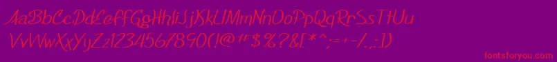 SF Foxboro Script Extended Font – Red Fonts on Purple Background