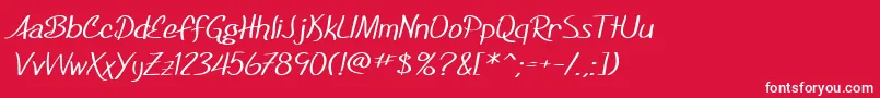 SF Foxboro Script Extended-fontti – valkoiset fontit punaisella taustalla