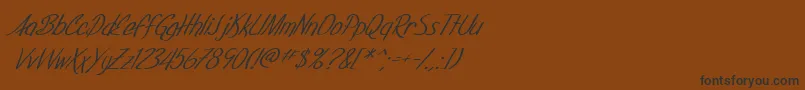 フォントSF Foxboro Script Italic – 黒い文字が茶色の背景にあります