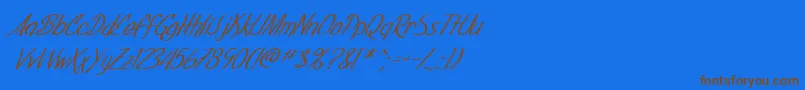 Weitere Informationen zur SF Foxboro Script Italic-Schriftart SF Foxboro Script Italic-Schriftart – Braune Schriften auf blauem Hintergrund
