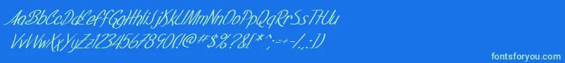 Шрифт SF Foxboro Script Italic – зелёные шрифты на синем фоне