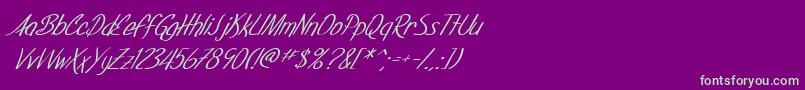 Шрифт SF Foxboro Script Italic – зелёные шрифты на фиолетовом фоне