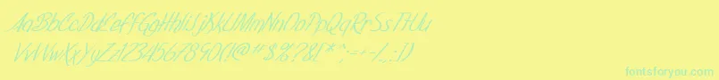 Czcionka SF Foxboro Script Italic – zielone czcionki na żółtym tle