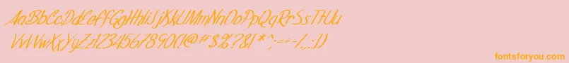 Weitere Informationen zur SF Foxboro Script Italic-Schriftart SF Foxboro Script Italic-Schriftart – Orangefarbene Schriften auf rosa Hintergrund