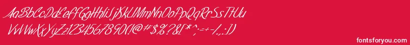 SF Foxboro Script Italic-fontti – valkoiset fontit punaisella taustalla