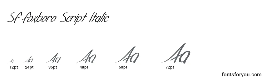 Größen der Schriftart SF Foxboro Script Italic