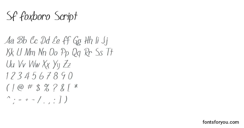 Czcionka SF Foxboro Script – alfabet, cyfry, specjalne znaki
