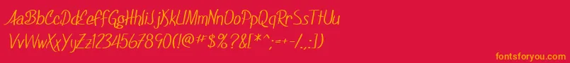 フォントSF Foxboro Script – 赤い背景にオレンジの文字