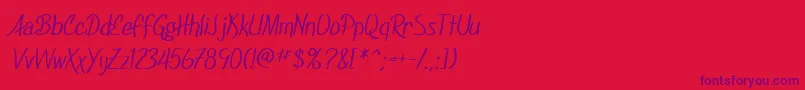 SF Foxboro Script Font – Purple Fonts on Red Background
