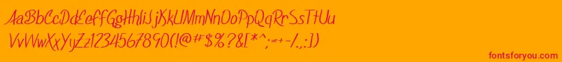 SF Foxboro Script Font – Red Fonts on Orange Background