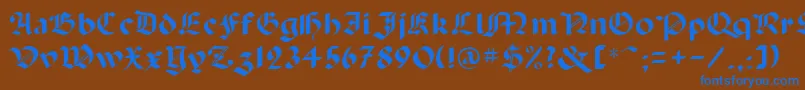 Abbey Font – Blue Fonts on Brown Background