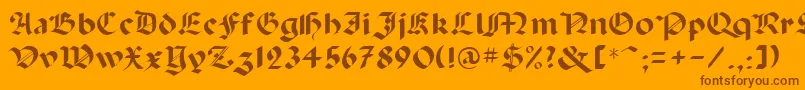 Abbey-Schriftart – Braune Schriften auf orangefarbenem Hintergrund