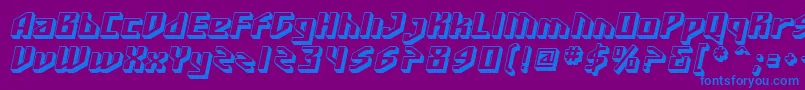 SF Funk Master Oblique-Schriftart – Blaue Schriften auf violettem Hintergrund