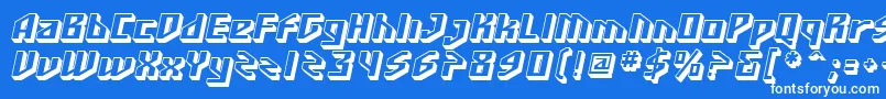 SF Funk Master Oblique Font – White Fonts on Blue Background