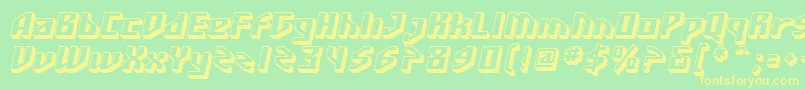 フォントSF Funk Master Oblique – 黄色の文字が緑の背景にあります