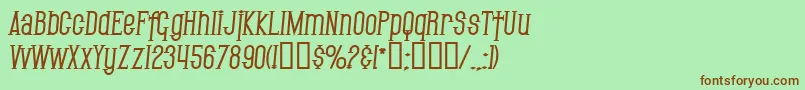 Fonte SF Gothican Bold Italic – fontes marrons em um fundo verde