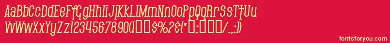 Fonte SF Gothican Bold Italic – fontes amarelas em um fundo vermelho