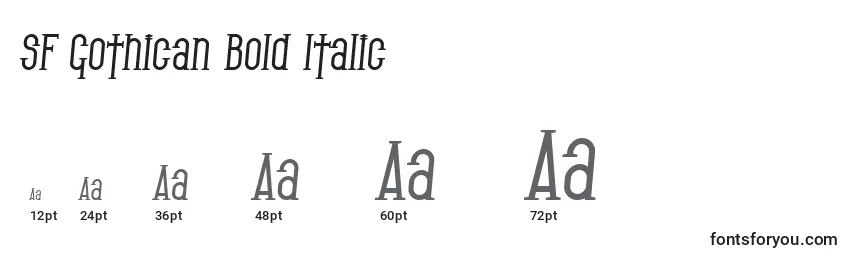 Tamanhos de fonte SF Gothican Bold Italic