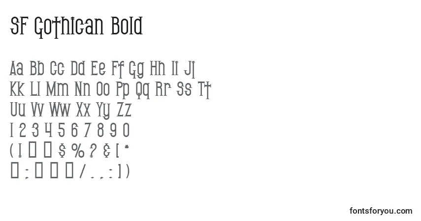 A fonte SF Gothican Bold – alfabeto, números, caracteres especiais