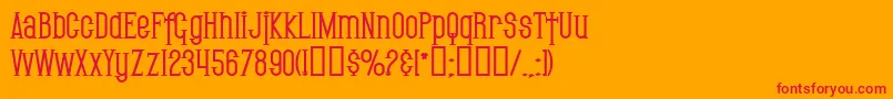 SF Gothican Bold-Schriftart – Rote Schriften auf orangefarbenem Hintergrund