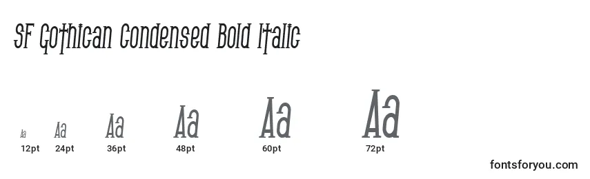 Tamanhos de fonte SF Gothican Condensed Bold Italic
