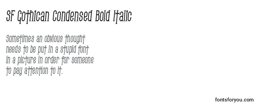Reseña de la fuente SF Gothican Condensed Bold Italic