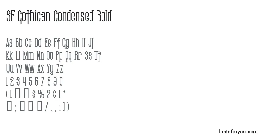 Шрифт SF Gothican Condensed Bold – алфавит, цифры, специальные символы
