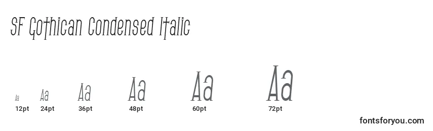 Tamanhos de fonte SF Gothican Condensed Italic