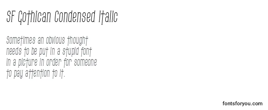 Überblick über die Schriftart SF Gothican Condensed Italic