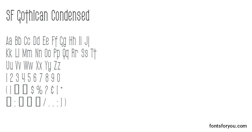 Шрифт SF Gothican Condensed – алфавит, цифры, специальные символы