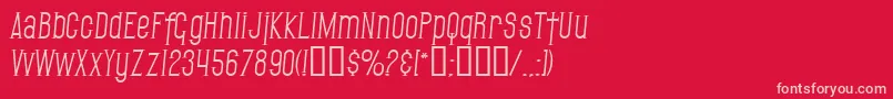 SF Gothican Italic-fontti – vaaleanpunaiset fontit punaisella taustalla