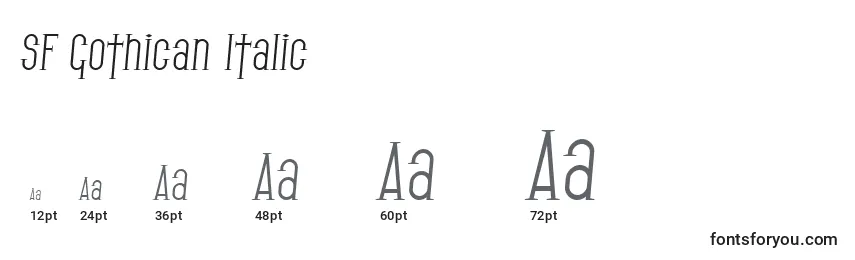 Размеры шрифта SF Gothican Italic