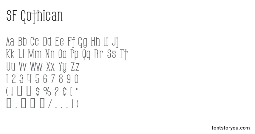Шрифт SF Gothican – алфавит, цифры, специальные символы