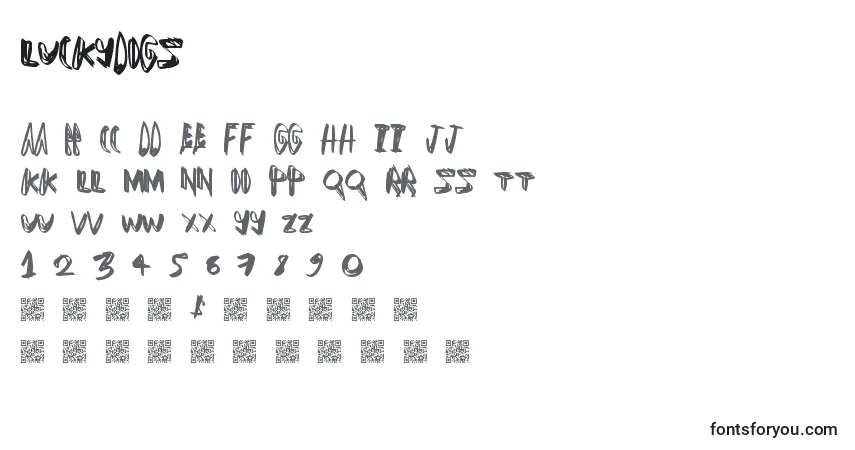 Czcionka Luckydogs – alfabet, cyfry, specjalne znaki