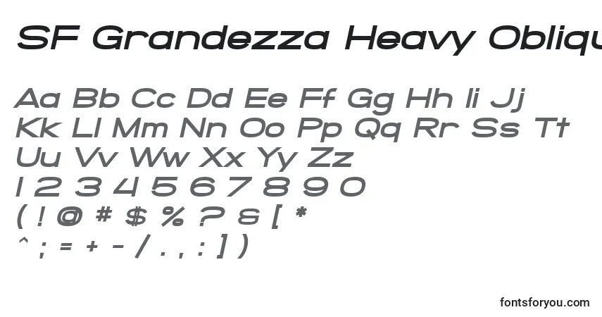 Шрифт SF Grandezza Heavy Oblique – алфавит, цифры, специальные символы