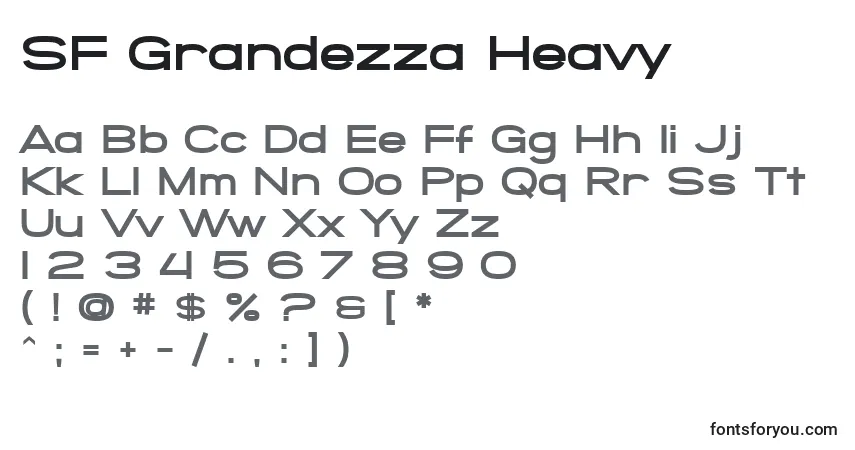 Шрифт SF Grandezza Heavy – алфавит, цифры, специальные символы