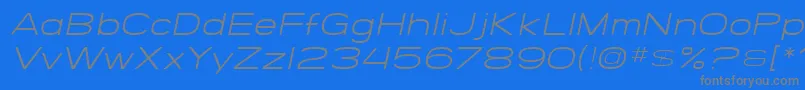 フォントSF Grandezza Light Oblique – 青い背景に灰色の文字